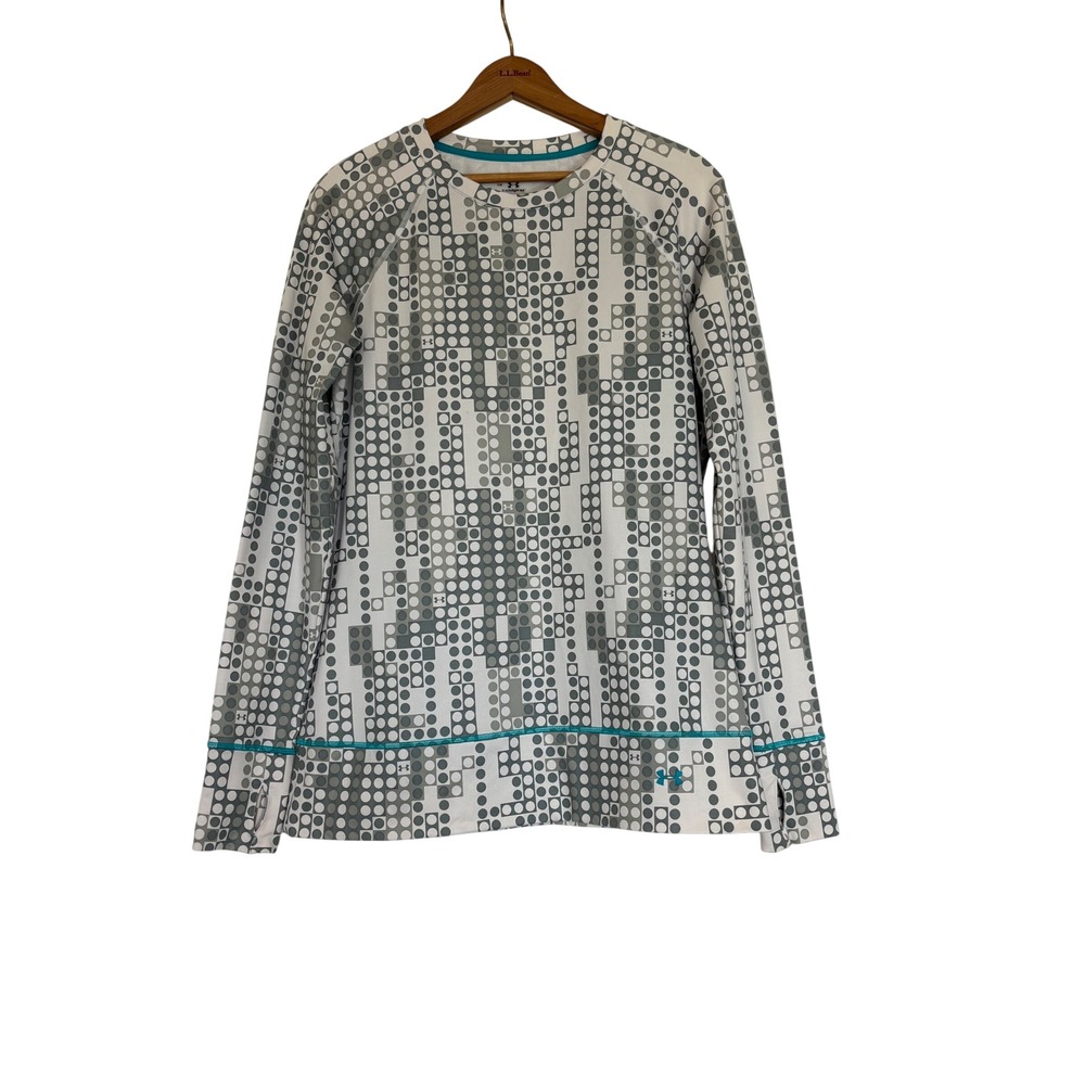 Under Armour ColdGear Womens Large Grey Geometric Long Sleeve Top Gorpcore
